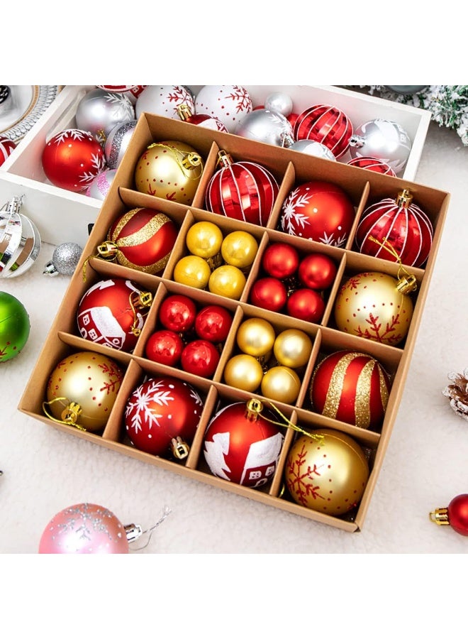 AIWANTO 44Pcs Red & Gold Christmas Ornaments Set – Shatterproof Balls & Baubles for Christmas Tree, Glitter & Matte Finish, Holiday Party Home Decorations - Image 3
