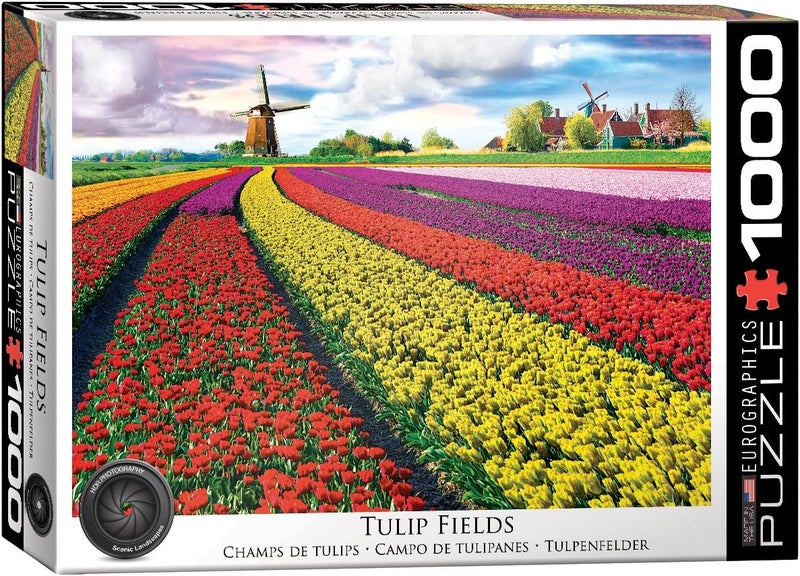 EuroGraphics EURHR Tulip Field  Netherlands 1000Piece Jigsaw Puzzle  Red - Image 1