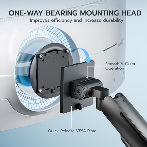 ARES WING Dual Monitor Mount for 17-49 Inch Ultrawide Heavy Duty Curved Screen, Computer Monitor Arm Desk Mount, Gas Spring Adjustable Vesa Stand, Black - Image 4