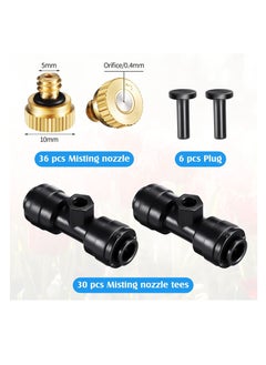 Y&D Misting Nozzles, Kit Include Water Nozzle Tees Thread 1/4 Inch and Brass Orifice with Black Plug for Outdoor Spray Cooling System (72 Pieces in Total)  - Image 4