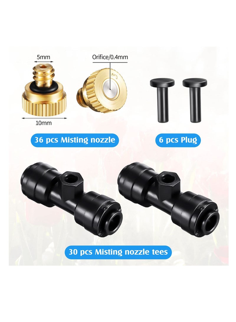 Y&D Misting Nozzles, Kit Include Water Nozzle Tees Thread 1/4 Inch and Brass Orifice with Black Plug for Outdoor Spray Cooling System (72 Pieces in Total)  - Image 4