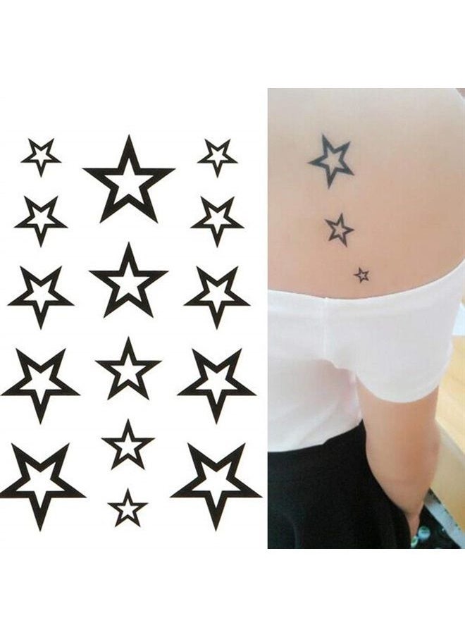 Yesallwas Cute Black Moon Sky Stars Temporary Tattoo for Women Body Kids 6 sheet Waterproof Art Fake Tattoo Stickers  - Image 2