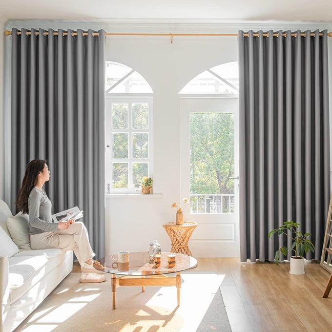 WINDOW GREY BLACKOUT CURTAINS FOR BEDROOM 84 INCHES LONG 2 PANELS SET GROMMET BLACKOUT DRAPES ENERGY SAVING NOISE REDUCING THERMAL INSULATED FOR BEDROOM LIVING ROOM NURSERY