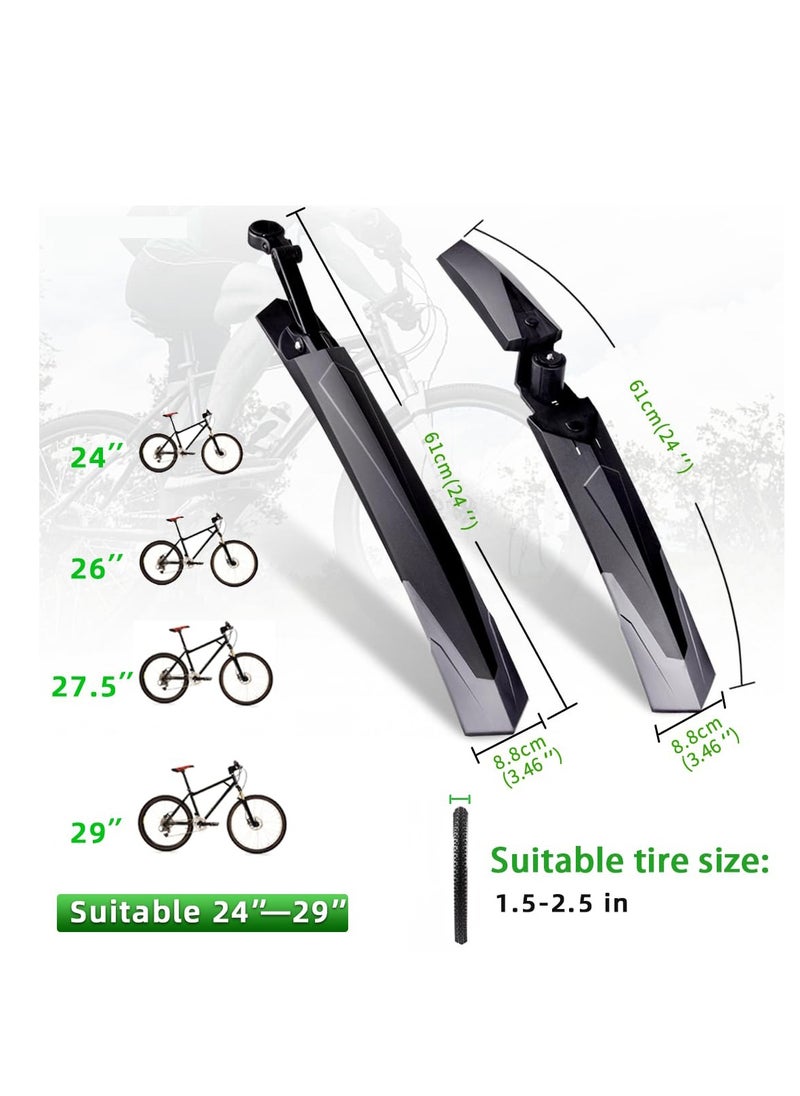 Excefore Bike Mudguard Set for Mountain Bike, Adjustable Bicycle Fender, Universal Mud Guard for 24-29 Inch Bikes, Suitable for E-Bikes, Durable and Easy to Install  - Image 2