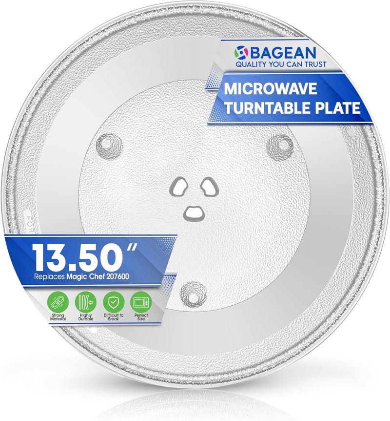 Bagean Microwave Plate Replacement 13.4 inch Fits Magic Chef 207600 Microwave Turntable Plate - Exact Replacement Microwave Glass Plate - Spinning Oven Dish Tray for Better Reheating and Cooking - Image 1