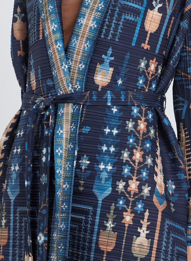 Take Two All-Over Printed Textured Pleated Long Sleeve Abaya - Image 4