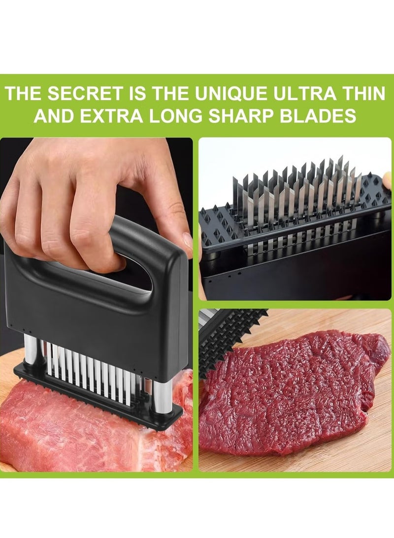 OMEVE Meat Tenderizer Tool with 48 Stainless Steel Sharp Needle Blades for Tenderizing Beef Chicken - Image 1
