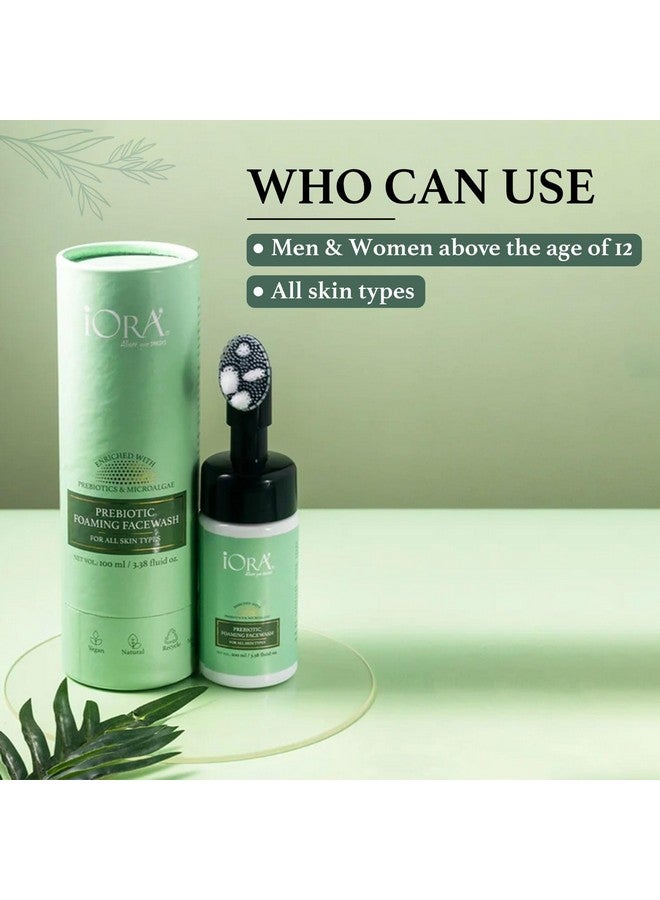 iORA Prebiotic Foaming Face Wash with Silicone Brush - 100gm | Deep Cleanses, Hydrates & Fights Acne | Enriched with Sea buckthorn, Green Tea & Neem| Ideal for All Skin Types | For Men & Women - Image 5