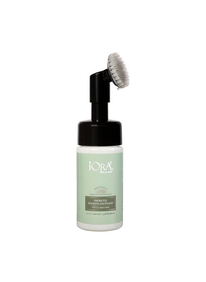 iORA Prebiotic Foaming Face Wash with Silicone Brush - 100gm | Deep Cleanses, Hydrates & Fights Acne | Enriched with Sea buckthorn, Green Tea & Neem| Ideal for All Skin Types | For Men & Women - Image 1