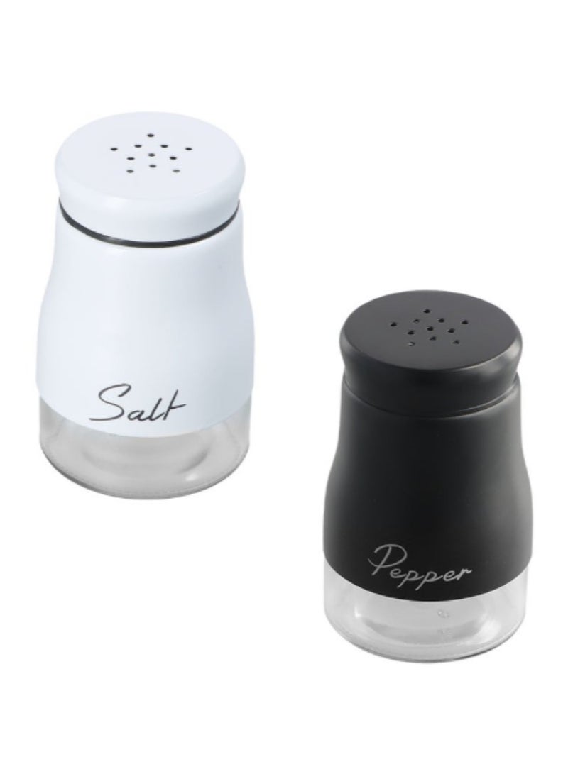 Black and White Stainless Steel and Glass Salt and Pepper Shaker Seasoning Set with Modern Design! 2- Piece, 120ml each Bottle! Suitable for Powder Spicery!  - Image 2