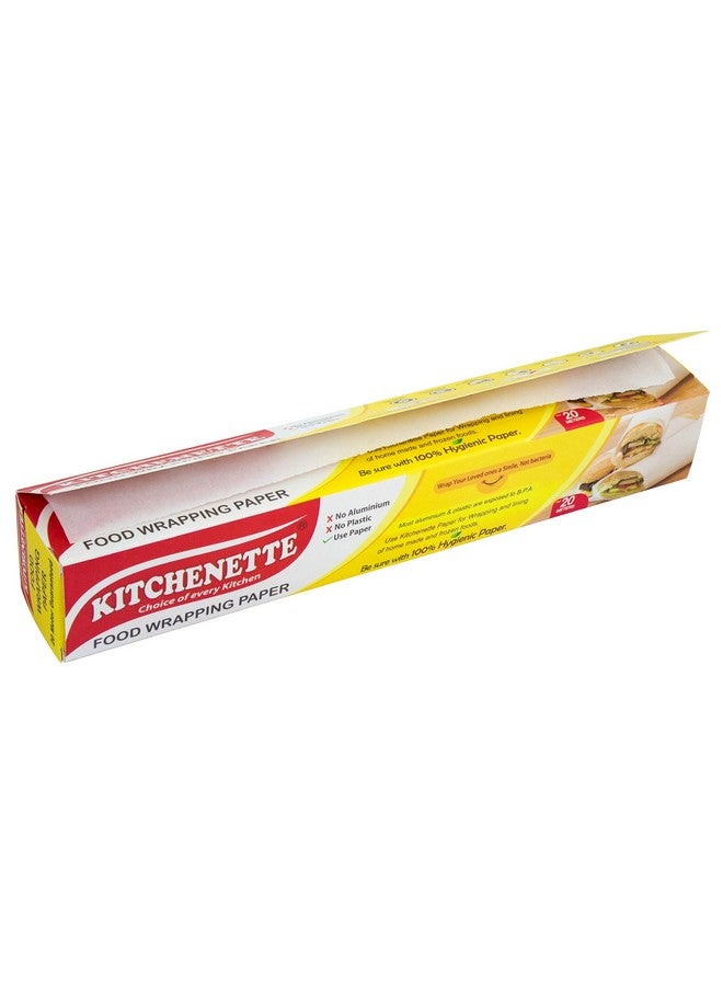 Kitchenette Food Wrapping Paper - 20 Meters X 11 inch | Roti Wrap | Food Grade | Non Stick I Microwave Safe | Butter Paper | Non Printed | Coreless Roll Inside 100% Hygienic - Image 1
