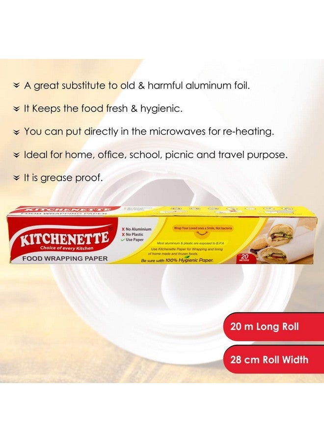 Kitchenette Food Wrapping Paper - 20 Meters X 11 inch | Roti Wrap | Food Grade | Non Stick I Microwave Safe | Butter Paper | Non Printed | Coreless Roll Inside 100% Hygienic - Image 4