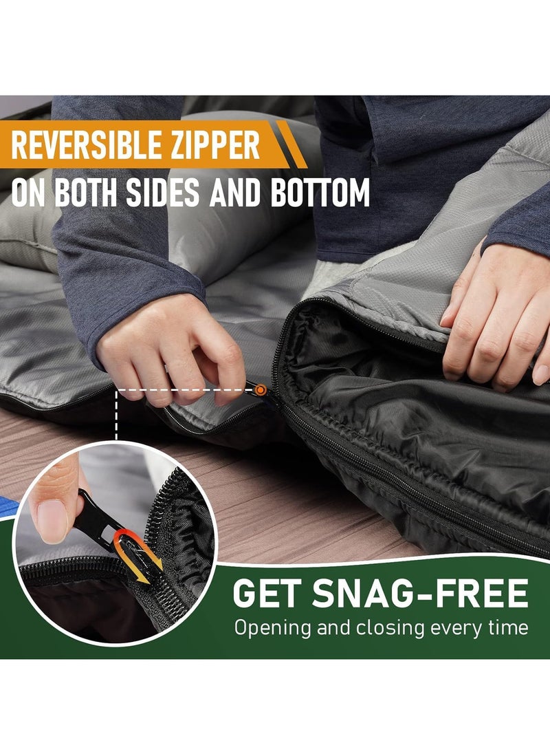 AUTOYSUR - 2.7kg 220*150cm Double Sleeping Bag for Adults with 2 Pillows, Queen Size Two Person Sleeping Bag for All Season, 2 Person Sleeping Bags for Cold Weather Camping Hiking Backpacking - Image 1