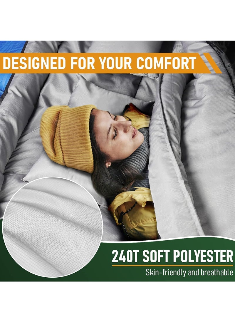 AUTOYSUR - 2.7kg 220*150cm Double Sleeping Bag for Adults with 2 Pillows, Queen Size Two Person Sleeping Bag for All Season, 2 Person Sleeping Bags for Cold Weather Camping Hiking Backpacking - Image 1