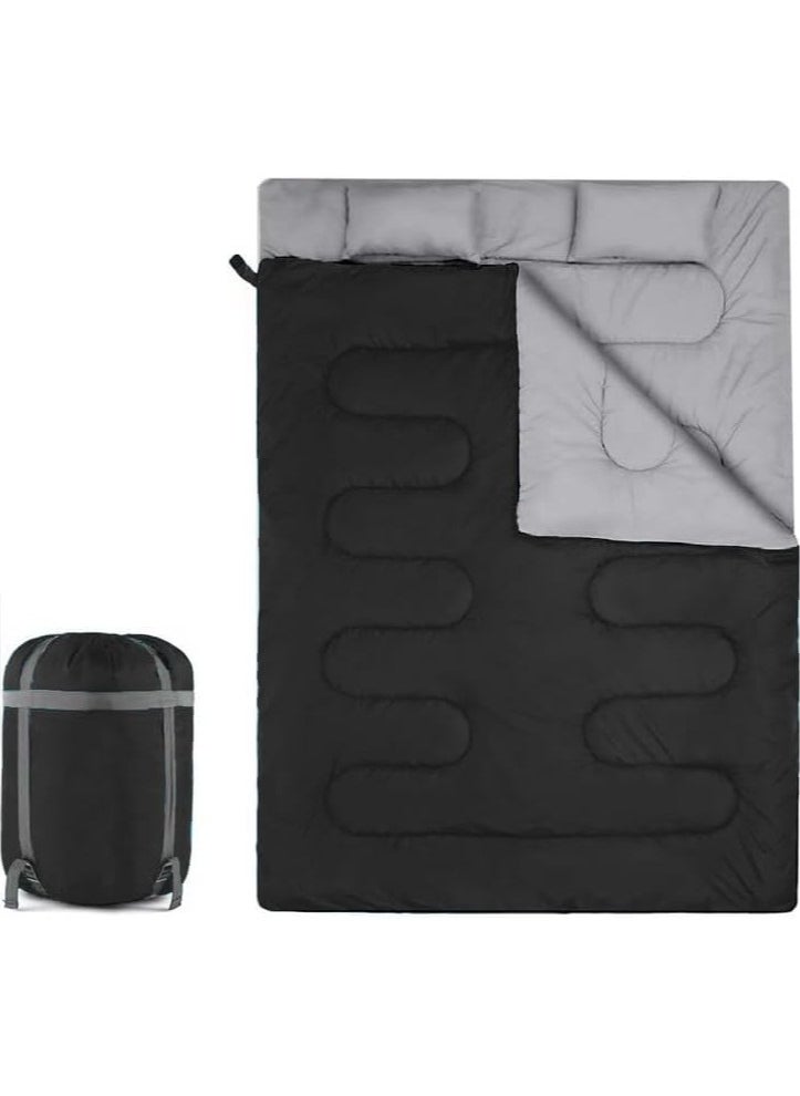 AUTOYSUR - 2.7kg 220*150cm Double Sleeping Bag for Adults with 2 Pillows, Queen Size Two Person Sleeping Bag for All Season, 2 Person Sleeping Bags for Cold Weather Camping Hiking Backpacking - Image 1