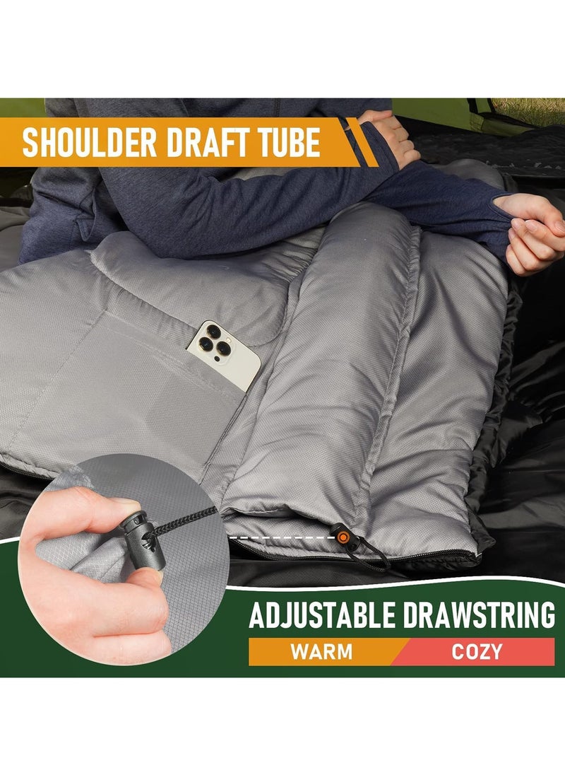 AUTOYSUR - 2.7kg 220*150cm Double Sleeping Bag for Adults with 2 Pillows, Queen Size Two Person Sleeping Bag for All Season, 2 Person Sleeping Bags for Cold Weather Camping Hiking Backpacking - Image 1