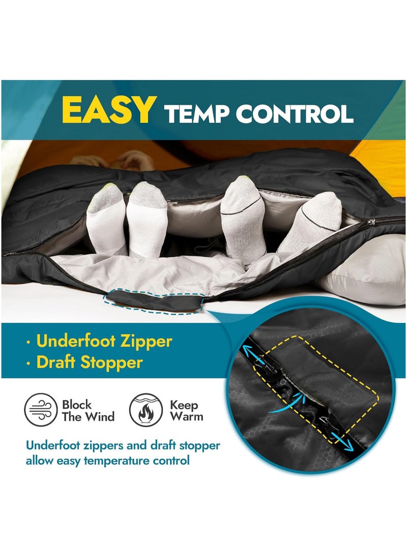 AUTOYSUR - 2.7kg 220*150cm Double Sleeping Bag for Adults with 2 Pillows, Queen Size Two Person Sleeping Bag for All Season, 2 Person Sleeping Bags for Cold Weather Camping Hiking Backpacking - Image 1
