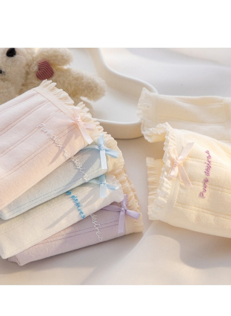 مجموعة من 5 ملابس داخلية قطنية أنيقة بخصر متوسط، ملابس داخلية مريحة وجيدة التهوية للفتيات - Image 2