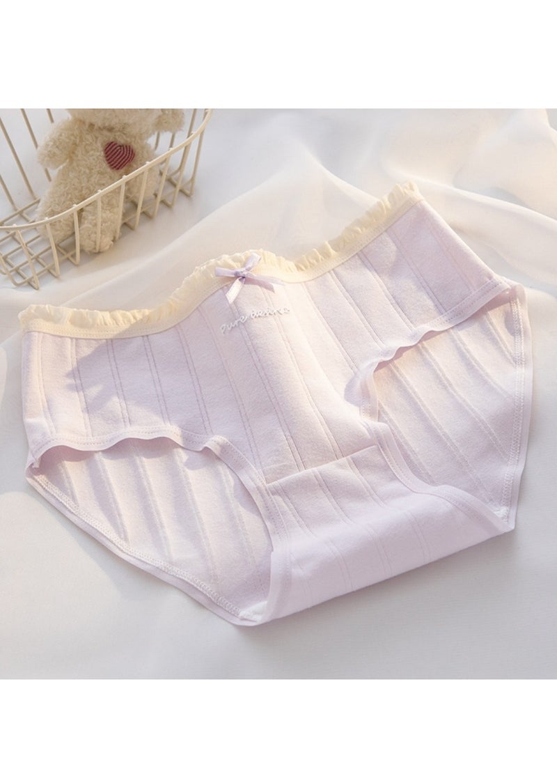مجموعة من 5 ملابس داخلية قطنية أنيقة بخصر متوسط، ملابس داخلية مريحة وجيدة التهوية للفتيات - Image 5