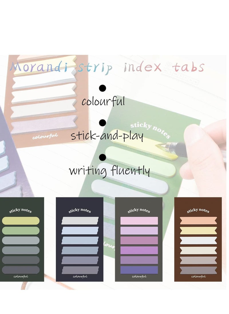 SYOSI - Gradient Color Sticky Index Tabs, 480 Pieces Writable Tab Flags for Page or Book Markers, Morandi Strip, Reading Notes, Classify Files (green) - Image 1