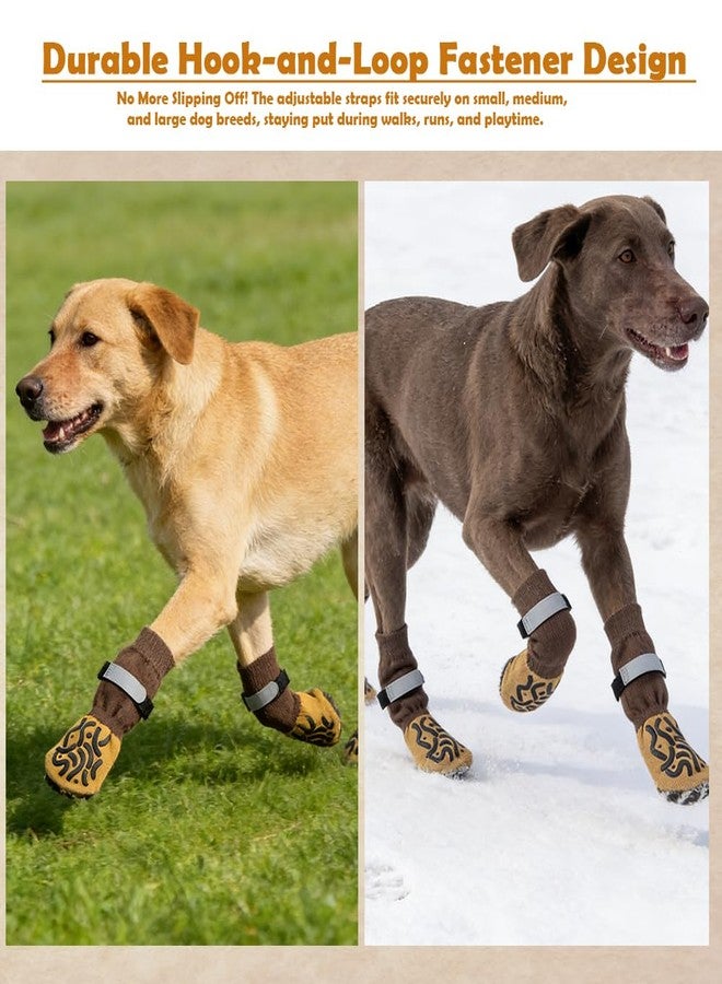 Liyujuping 2 Pairs of Non Slip Dog Socks to Prevent Licking Paws, Dog Boots & paw Protectors, Dog Booties for Hardwood Floors, Double Sides Grippy Socks for Small Medium Large Senior Dogs (Brown, M(Pack of 4)) - Image 5