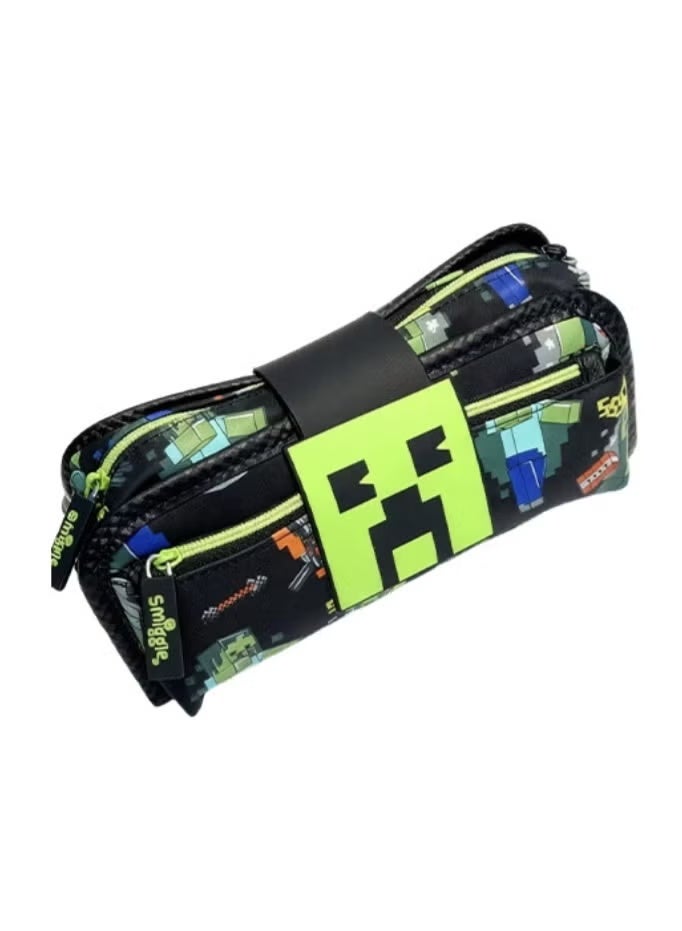 Smiggle x Minecraft Creeper Print Zipper Pencil Case - Image 1