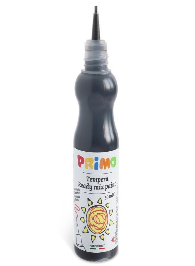 PRIMO Tempera Paint Bottle, 50ml, Black, Non-Toxic, Ergonomic, For Young Artists - Image 1