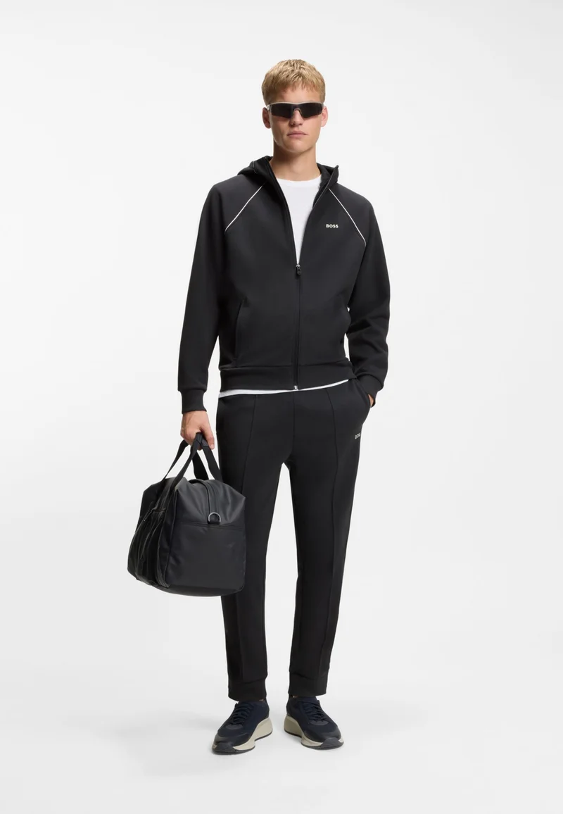BOSS Cotton-blend tracksuit bottoms with piping details