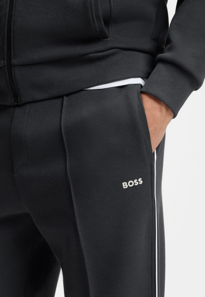 BOSS Dark Blue Cotton-blend tracksuit bottoms with piping details for Men | Best Price UAE