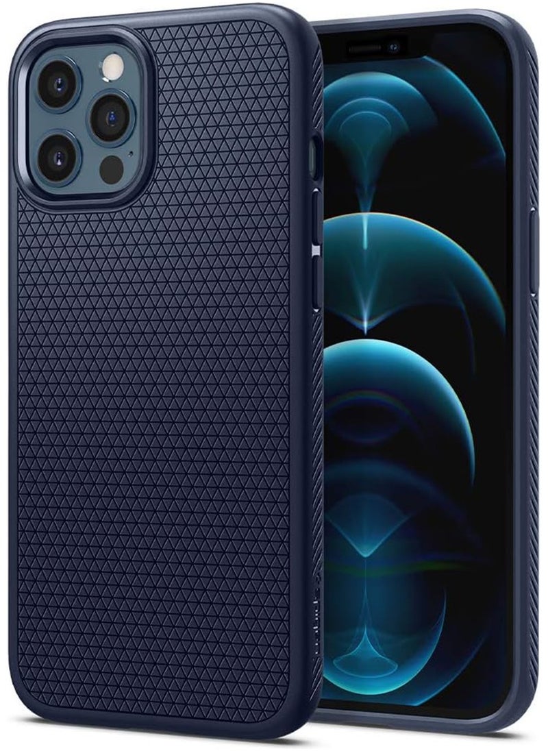 Spigen - Liquid Air for iPhone 12 and iPhone 12 PRO Case Cover - Navy Blue - Image 1