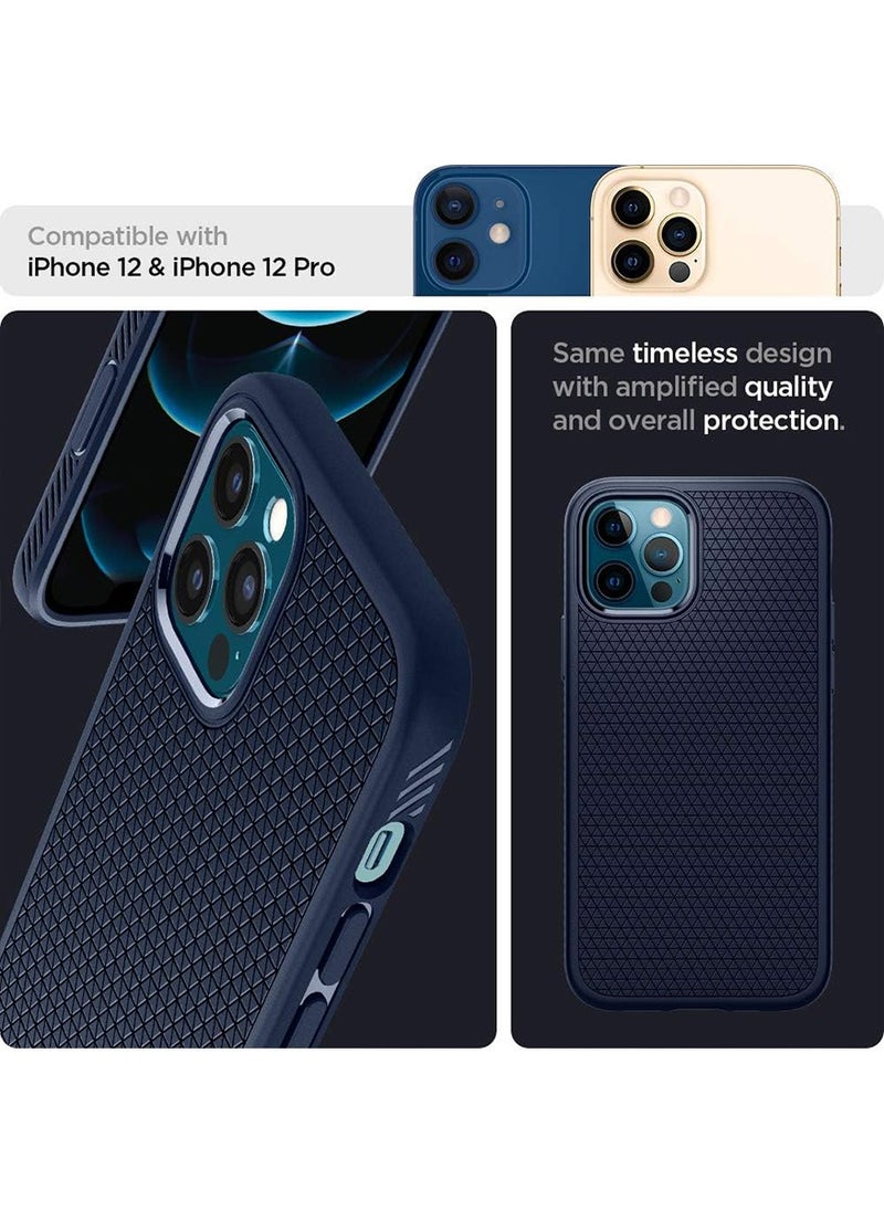 Spigen - Liquid Air for iPhone 12 and iPhone 12 PRO Case Cover - Navy Blue - Image 1