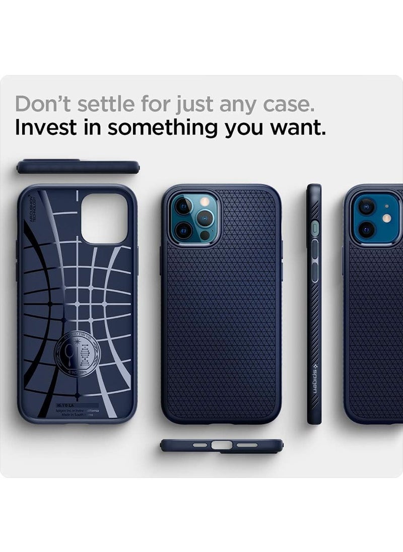 Spigen - Liquid Air for iPhone 12 and iPhone 12 PRO Case Cover - Navy Blue - Image 1