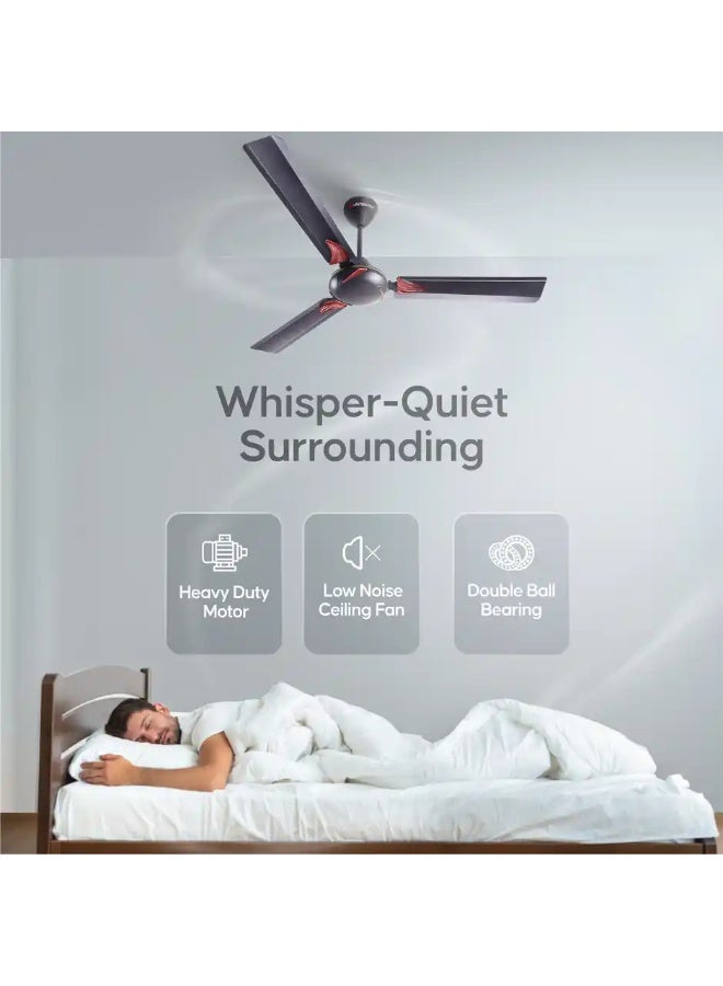 LONGWAY Creta P1 50W Ceiling Fan, 1200mm/48 inch, Ultra High Speed, Anti-Dust, Star Rated - Smoked Brown - Image 3