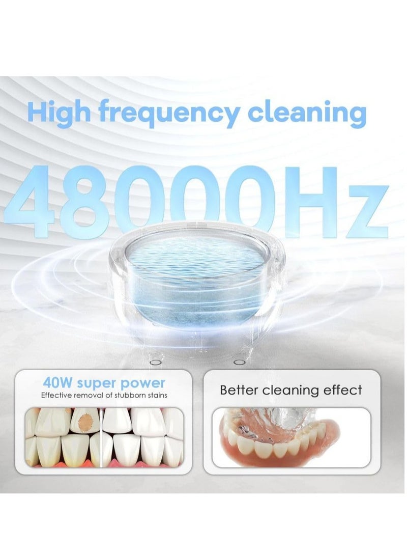 General Jewelry, Retainer, Denture Ultrasonic Cleaner, 48kHz, 11.5 oz (340 ml), 40W Portable Ultrasonic Cleaner for Necklaces, Straps, Toothbrush Heads, Blade Razors  - Image 4