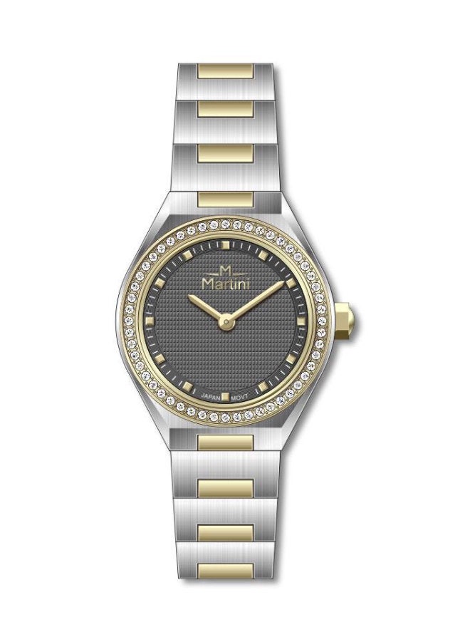 مارتيني ساعة مارتيني الأنيقة للنساء بتصميم عصري مينا رمادية وسوار من الفولاذ المقاوم للصدأ مقاومة للماء مثالية للإطلالات الكاجوال والرسمية - Image 1