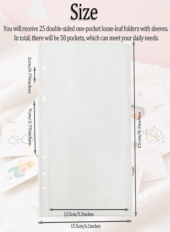 XLANMAY 25sheets Double-Sided Clear Pockets A5 Binder Sleeves Plastic Sheet Protector for 6ring A5 Binder Inserts for Sticker Binder Organizer Photo Card Playbill Postcards(1-Pocket) - Image 3