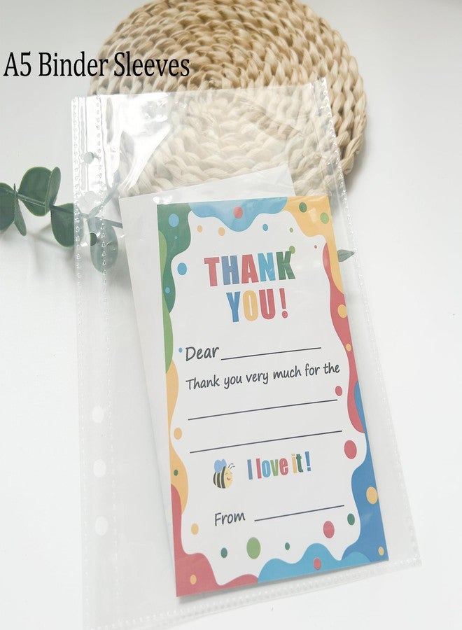 XLANMAY 25sheets Double-Sided Clear Pockets A5 Binder Sleeves Plastic Sheet Protector for 6ring A5 Binder Inserts for Sticker Binder Organizer Photo Card Playbill Postcards(1-Pocket) - Image 2