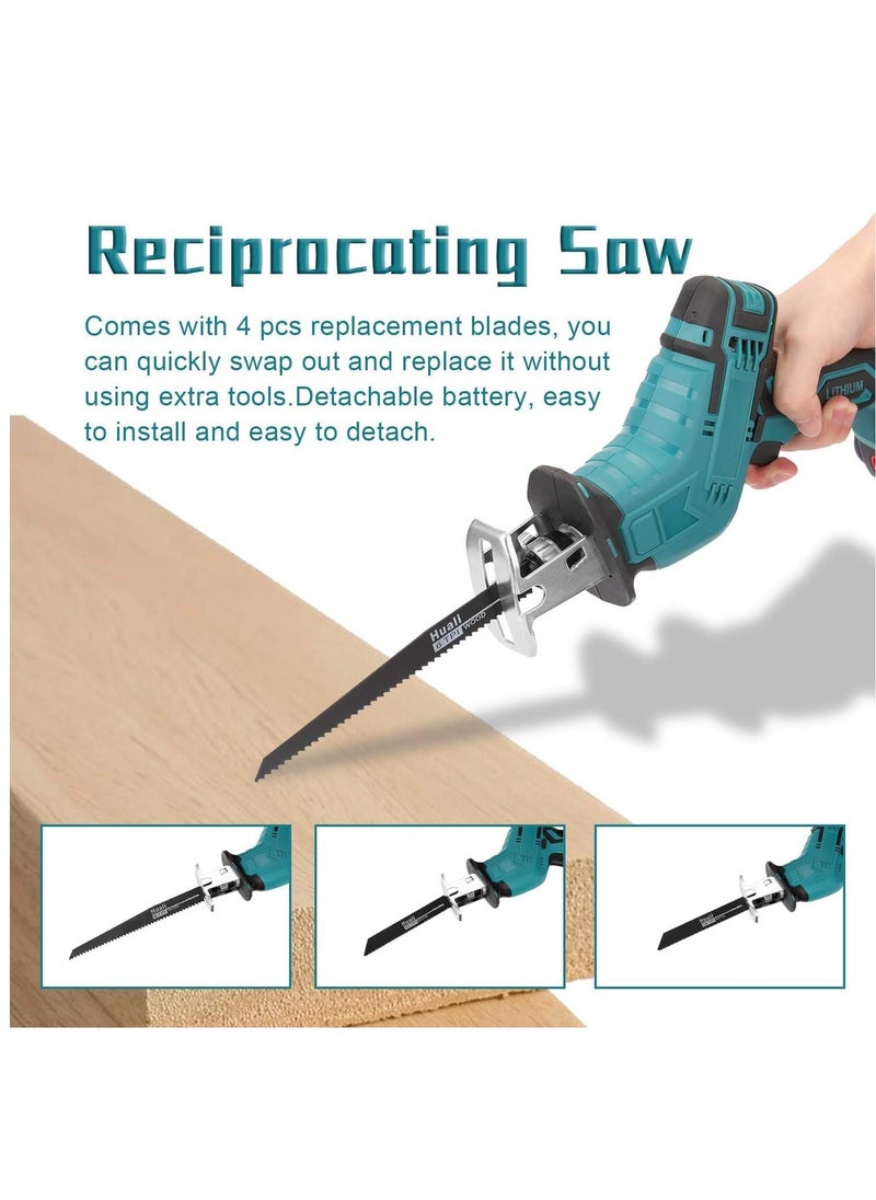 Reciprocating Saw, 21V Power Tools Cordless Reciprocating Saw Combo Kit with 2pcs Batteries and One Charger, 4 Saw Blades for Wood/Metal/PVC Pipe Cutting - pzsku/Z872B3AE2BA66E7212844Z/45/_/1717502361/b5935bda-1436-4c93-bb57-6699a50af057