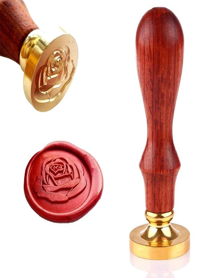 Winnsty Rose Wax Seal Stamp, Copper & Rosewood, 1 Inch, Removable, Classic Initial Stamp for Envelopes, Invitations, Wine Packages & More - Image 1