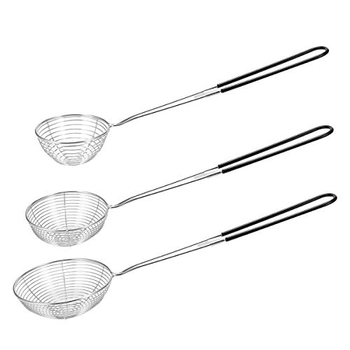 Lyty 3pcs Small Round Hot Pot Strainer - Stainless Steel Asian Shabu Shabu Spider Skimmer Spoon Set, Mesh Slotted Scoops Soup Ladle - Image 1