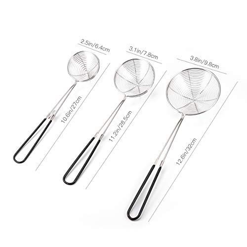 Lyty 3pcs Small Round Hot Pot Strainer - Stainless Steel Asian Shabu Shabu Spider Skimmer Spoon Set, Mesh Slotted Scoops Soup Ladle - Image 2