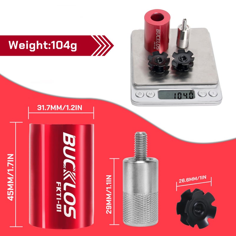 BUCKLOS Bike Bicycle Fork Star Nut Setting Install Tool for 1-1/8" Fork Tubes, with Replaceable Screws and Free Star Special Nuts Headset System Installer for Mountain Bicycle Road Bicycle MTB - Image 5