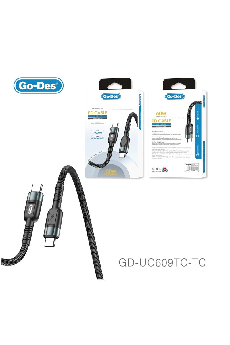 جو-ديز كابل شحن  مصنوع من النايلون المضفر من سبائك الألومنيوم وكابل USB للهاتف المحمول وكابل بيانات USB سريع الشحن من النوع C micro لأجهزة iPhone - Image 2