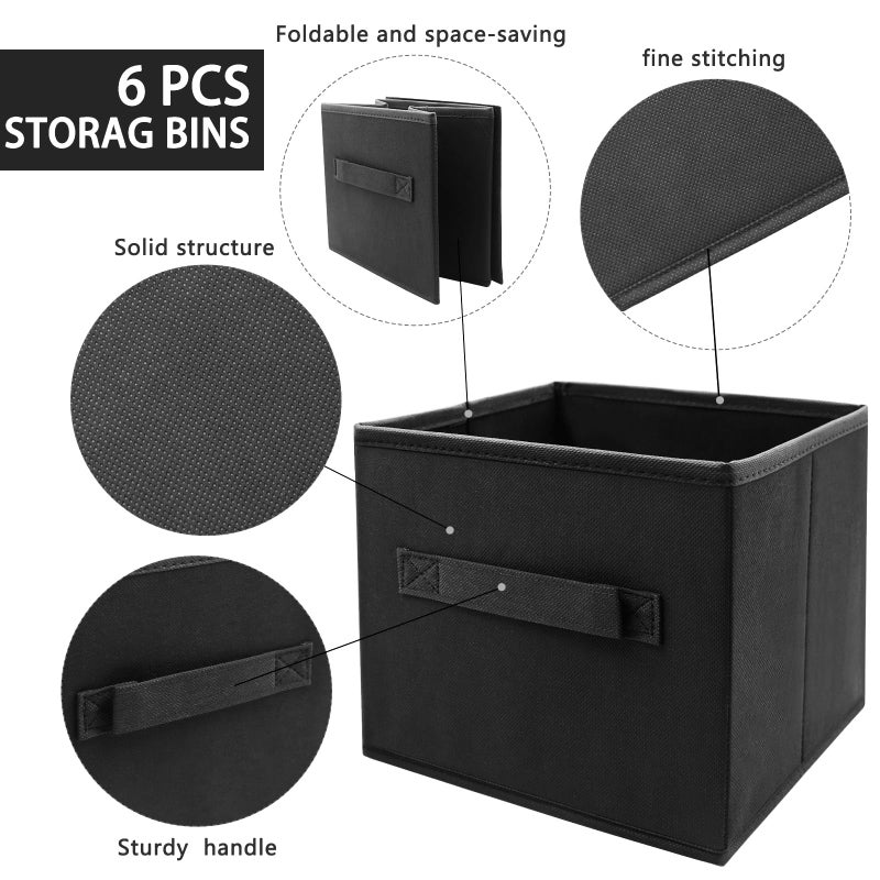 EBIGIC Kids Storage Bins 9.0"x7.5"x7.5" Small Size Fabirc Foldable Closet Toy Organizer Collapsible Cloth Black - Image 3
