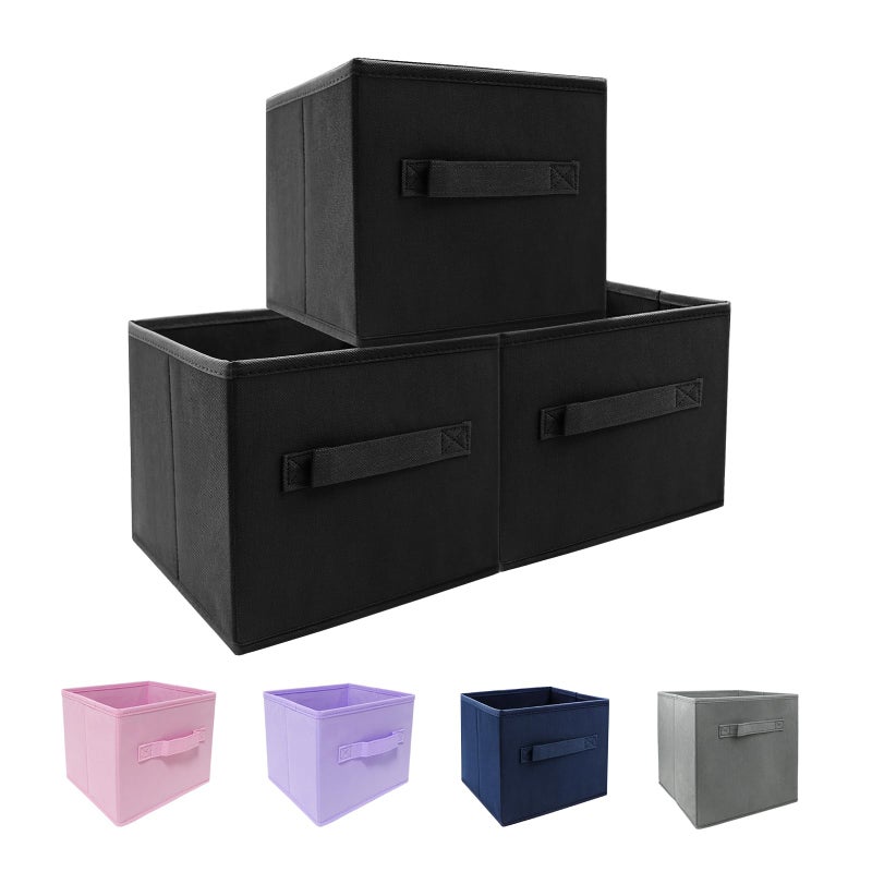 EBIGIC Kids Storage Bins 9.0"x7.5"x7.5" Small Size Fabirc Foldable Closet Toy Organizer Collapsible Cloth Black - Image 1