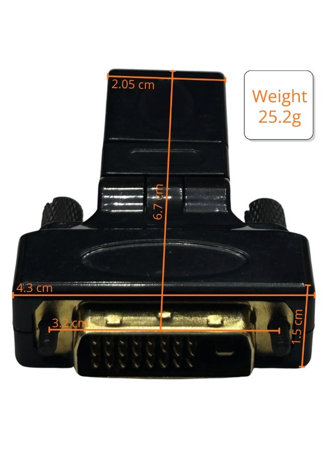 محول فيديو DVI 24+1 (ذكر) إلى HDMI (أنثى) بزاوية قائمة 270 درجة (عبوة من قطعتين) - Image 1