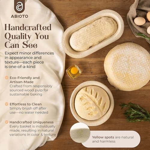 ABIOTO 13" Oval Wood Pulp Banneton Bread Proofing Basket – 1.5LB Brotform, Grooved Pattern– Non-Stick Natural Wood Pulp Pressed for Durability– Made in Germany Proofing Basket for Sourdough Bread Baking - Image 4