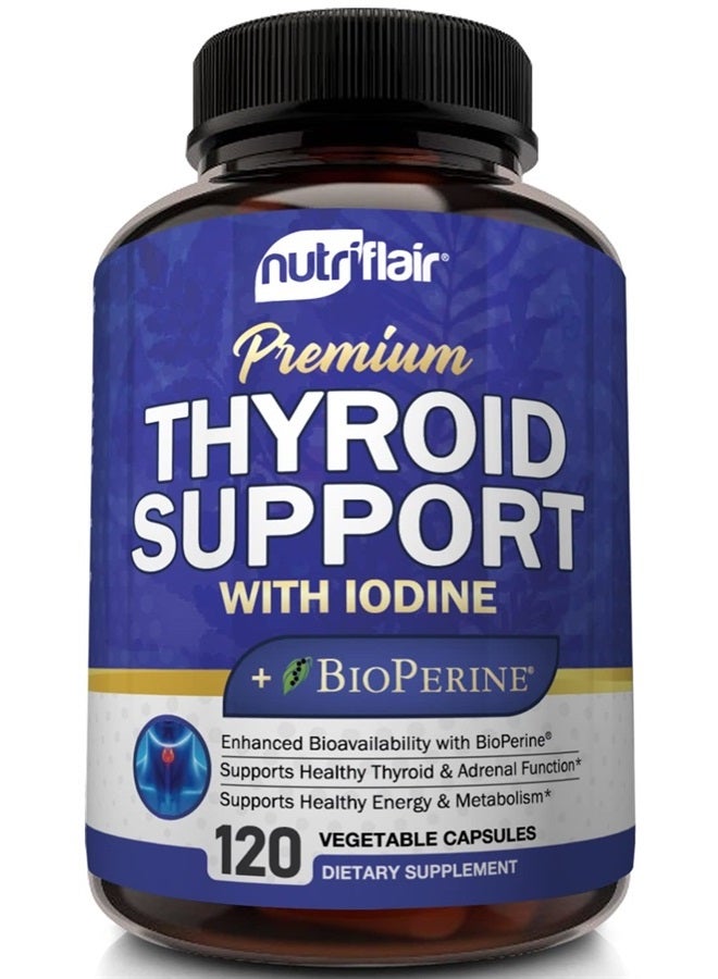 NutriFlair Thyroid Support Complex with Iodine, Black Pepper - 120 Capsules - Energy & Focus Supplement Formula for Women and Men, Boosts Brain Function & Metabolism, Concentration - Pills with B12, Ashwagandha  - Image 3