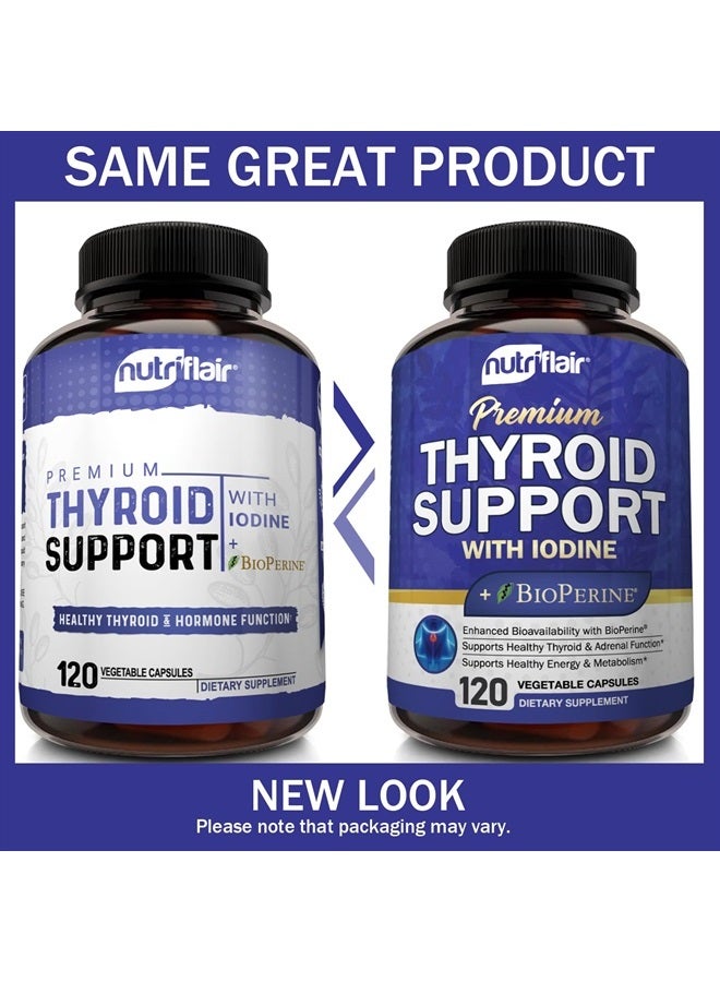 NutriFlair Thyroid Support Complex with Iodine, Black Pepper - 120 Capsules - Energy & Focus Supplement Formula for Women and Men, Boosts Brain Function & Metabolism, Concentration - Pills with B12, Ashwagandha  - Image 5