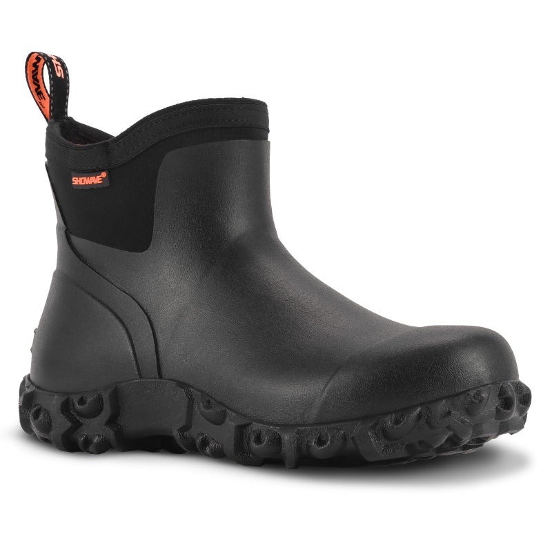 Showave Men's Ankle Rain Boots Waterproof Rubber Garden Boots Durable Slip on Rain Shoes for Outdoor Mud Yard Chore, Black - Image 1